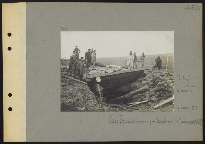 Bathélemont-les-Bauzemont (près) (Meurthe et Moselle). 164,7 de marine. Pièce Bory sous casemate