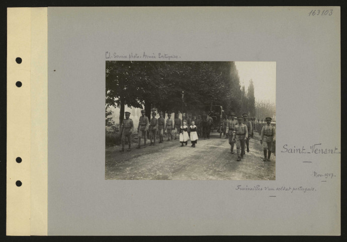 Saint-Venant. Funérailles d'un soldat portugais