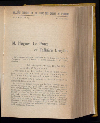 Août 1902 - Bulletin officiel de la Ligue des Droits de l'Homme