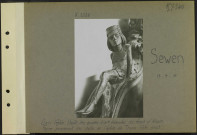 Sewen. Dans l'église. Dépôt des œuvres d'art évacuées du front d'Alsace. Figure provenant des stalles de l'église de Thann (côté droit)