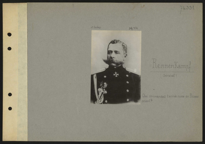 Rennenkampf (général) qui commandait l'armée russe en Prusse orientale