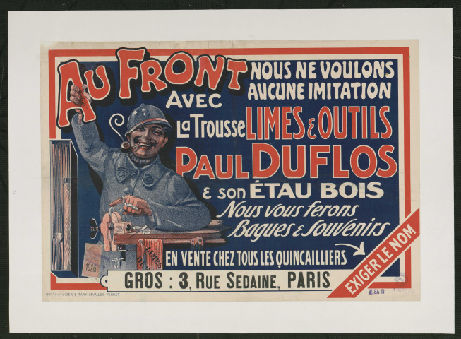 Au front nous voulons aucune imitation avec la trousse limes et outils Paul Duflos