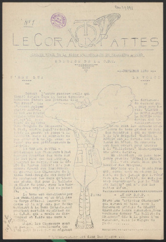 Le Cor aux pattes. Organe viril de la 41e demi-brigade de chasseurs à pieds ["puis" paraissant à l'improviste]; Edition de la C.D.T