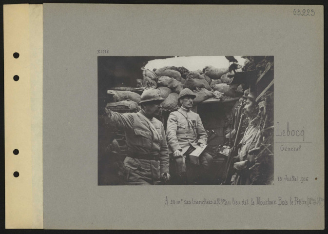 Bois Le Prêtre (Meurthe-et-Moselle). Lebocq (général). À 20 mètres des tranchées allemandes, au lieu-dit "Le Mouchoir"