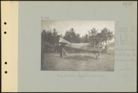 Camp de la Noblette (est de Cuperly, près du carrefour des routes de Suippes à Châlons et de Cuperly à La Cheppe). Camp d'aviation. Appareil de chasse Spad