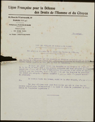 06.- Correspondance LDH. 9 janvier au 26 décembre 1923. Sous-Titre : Dossier Blanche Maupas
