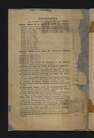 Mai 1914 - Bulletin officiel de la Ligue des Droits de l'Homme