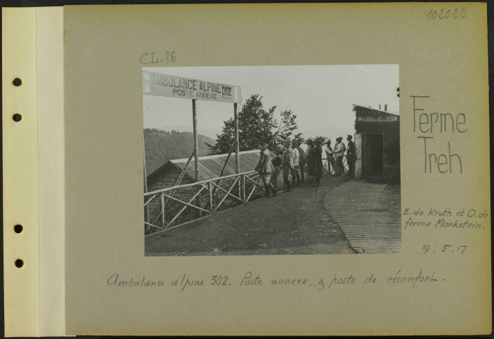 Ferme Treh (Est de Kruth et ouest de ferme Markstein). Ambulance alpine 302. Poste annexe, et poste de réconfort