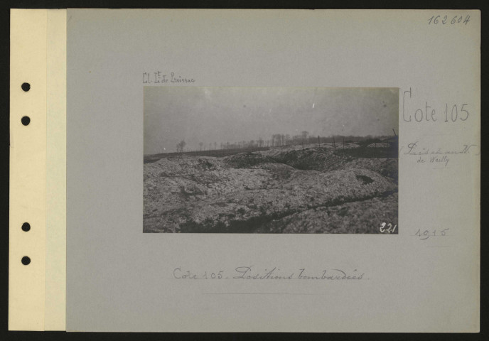 Cote 105 (près et au nord de Wailly). Cote 105. Positions bombardées