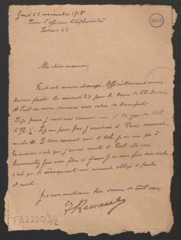 Georges Renault : mes lettres de guerre (1918-2)