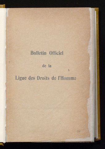 Janvier 1901 - Bulletin officiel de la Ligue des Droits de l'Homme