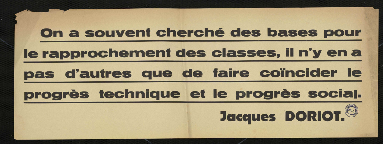 On a souvent cherché des bases pour le rapprochement des classes & Jacques Doriot