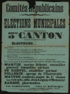 Élections Municipales 3me Canton : Votez pour tous les Candidats présentés par les Comités Républicains