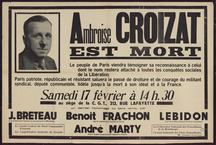Ambroise Croizat est mort...
