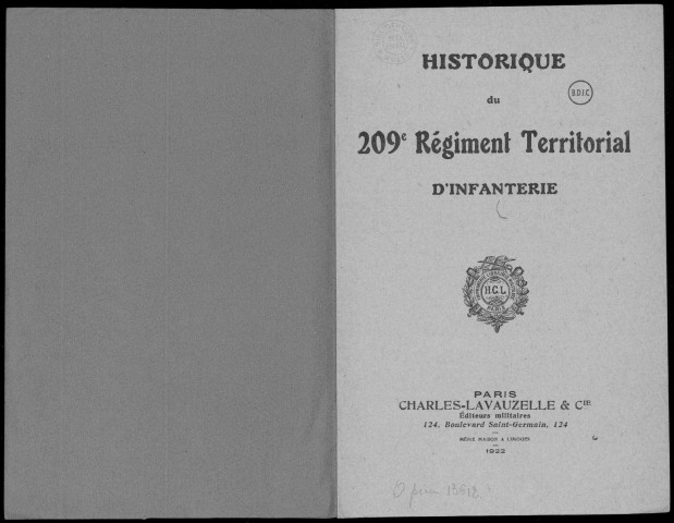 Historique du 209ème régiment territorial d'infanterie