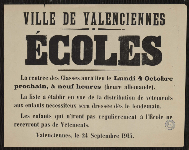 Ville de Valenciennes : la rentrée des classes aura lieu le lundi 4 octobre