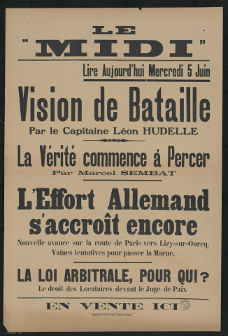 Le "Midi" : lire aujourd'hui mercredi 5 juin