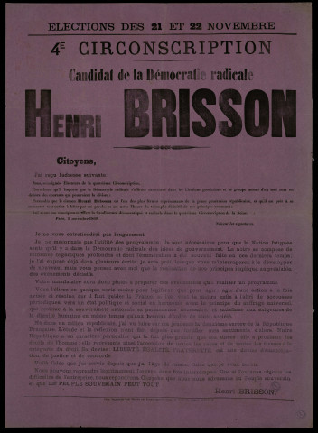 Henri Brisson... Candidat de la Démocratie radicale