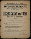 Vote sur le plébiscite : recensement des votes émis dans le département
