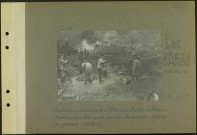 Lac d'Alfeld (Près Sewen). Construction d'une route d'Alfeld au Ballon d'Alsace. Construction d'un pont par des Malgaches (premier pont en partant d'Alfeld)