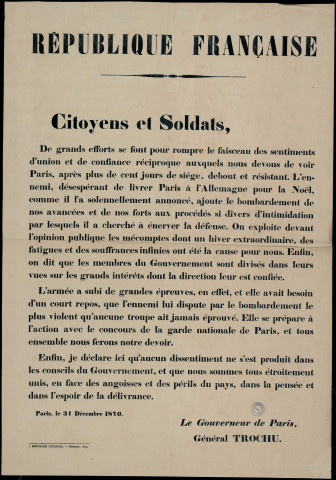 L'armée a subi de grandes épreuves… l'ennemi lui dispute par le bombardement…