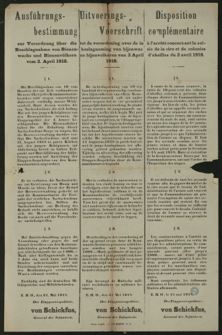 Beschlagnahme von Bienenwachs und Bienenvölkern = Beslagneming van bijenwas en bijenvolkeren = Saisie de la cire et de colonies d'abeilles