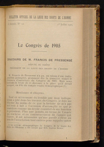 Juillet 1905 - Bulletin officiel de la Ligue des Droits de l'Homme