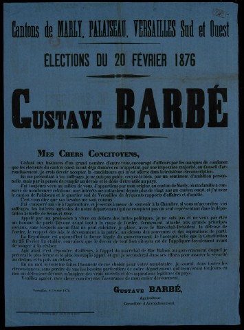 Cantons de Marly, Palaiseau, Versailles : Gustave Barbé