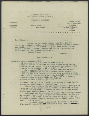Gazette des Lemaresquier - Année 1917 fascicule 3-11 manque le n°4 et 7