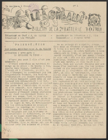La Bombarde. Bulletin de la 2e batterie, 103e R. A. L. A [ 1er groupe]