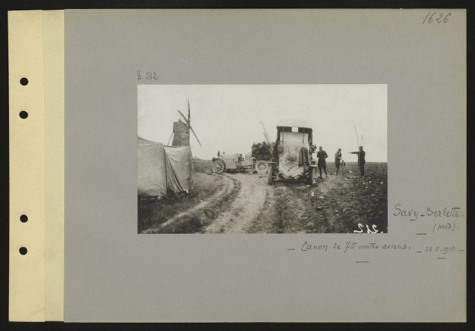 Savy-Berlette (près). Canon de 75 contre avions