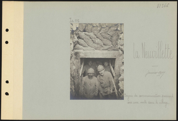 La Neuvillette. Boyau de communication passant sous une route dans le village