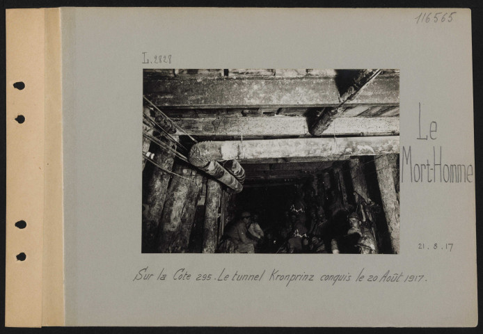 Le Mort-Homme. Sur la cote 295. Entrée du tunnel Kronprinz conquis le 20 août 1917