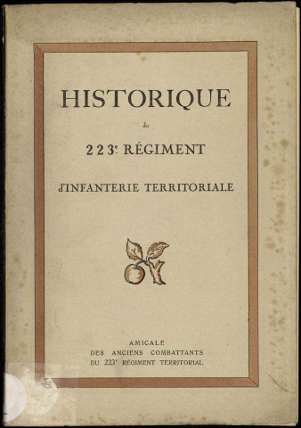 Historique du 223ème régiment territorial d'infanterie