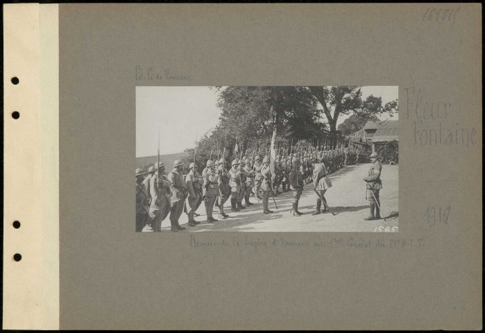 Fleur Fontaine. Remise de la Légion d'honneur au commandant Guelot du 81e régiment d'artillerie territoriale