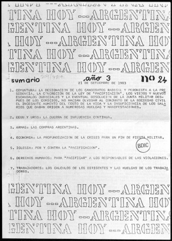 Argentina hoy n°24, 21 sept. 1983.