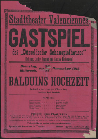 Stadttheater Valenciennes : Gastspiel des "Düsseldorfer Schauspielhauses"