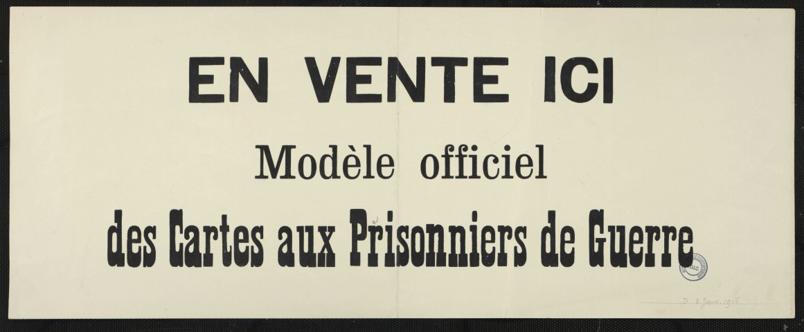 En vente ici modèle officiel des cartes aux prisonniers de guerre