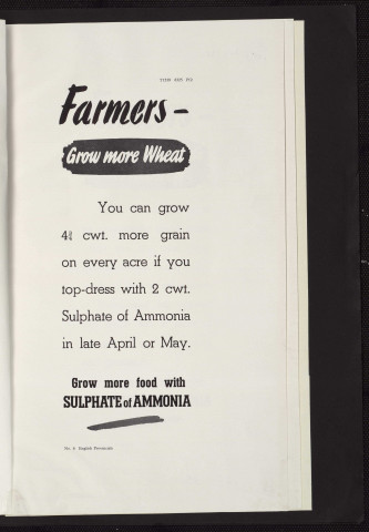 Farmers, grow more wheat ! : grow more food with sulphate of ammonia