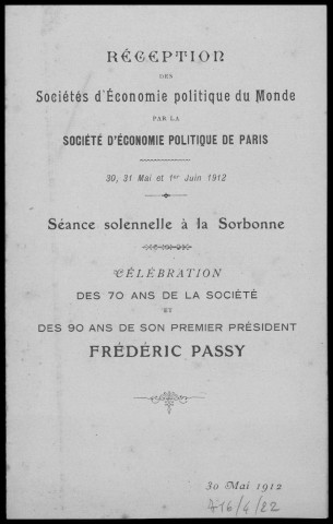Recueil. Frédéric Passy. Documents