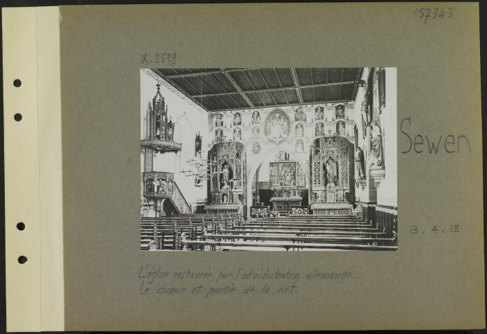 Sewen. L'église restaurée par l'administration allemande. Le chœur et partie de la nef