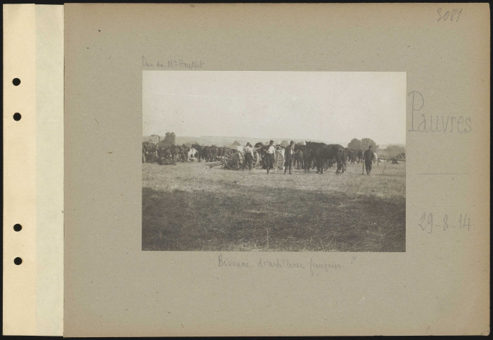 Pauvres. Bivouac d'artillerie française