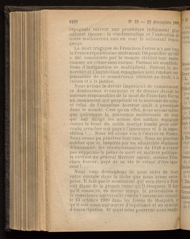 Décembre 1909 - Bulletin officiel de la Ligue des Droits de l'Homme