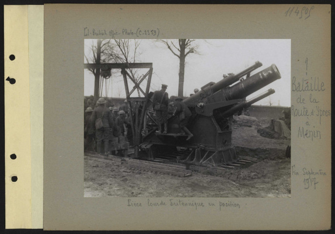 ? Bataille de la route d'Ypres à Menin. Pièce lourde britannique en position