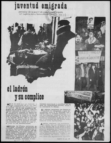 Juventud emigrada (1971 : n° 1-2). Sous-Titre : portavoz de la Juventud comunista de España en la emigración