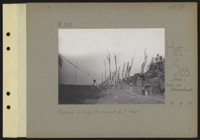 Het Sas (près) (sud de Steenstraat). Cagnas le long du canal de l'Yser