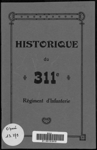 Historique du 311ème régiment d'infanterie
