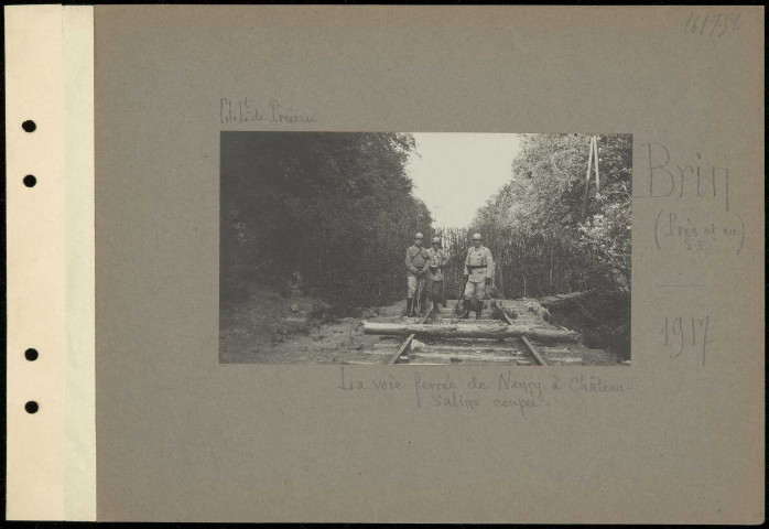 Brin (près et au sud-est). La voie ferrée de Nancy à Château-Saline coupée