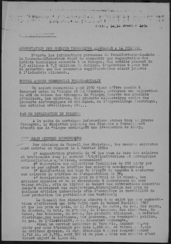 Bulletin du Bureau d'Informations Polonaises - 1950 - n°104 - n°138Autre titre : Bulletin d'informations
