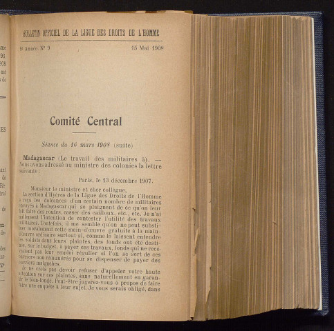 Mai 1908 - Bulletin officiel de la Ligue des Droits de l'Homme